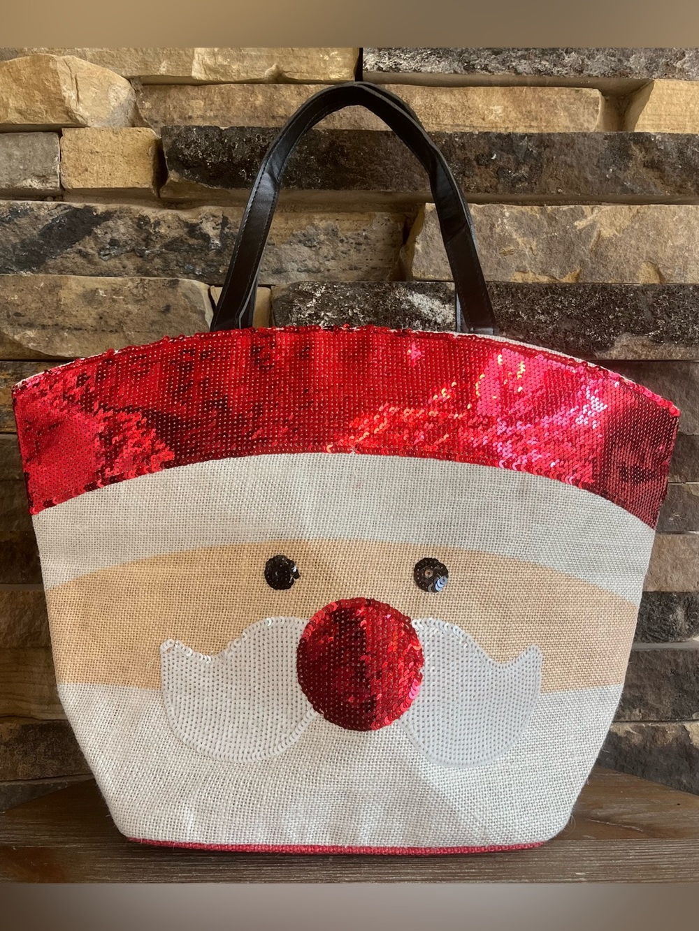 Mud Pie Sequins Tote Bag Santa
